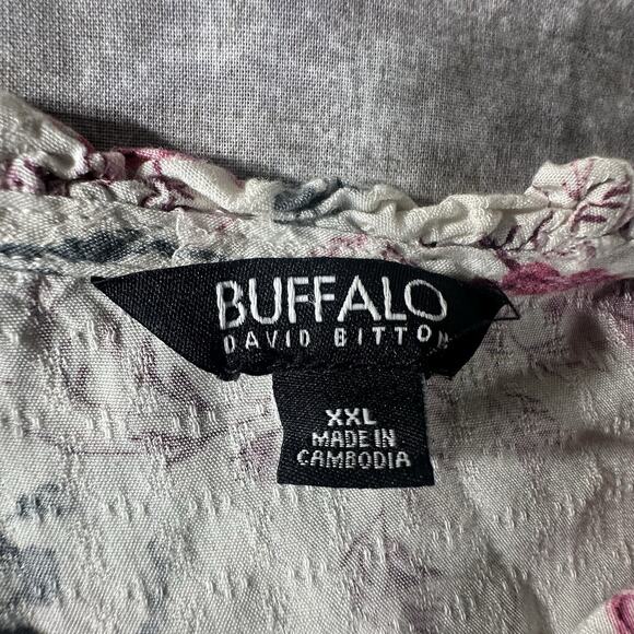 Buffalo David Bitton Floral Blouse, Capped Sleeves, XXL - Picture 3 of 6